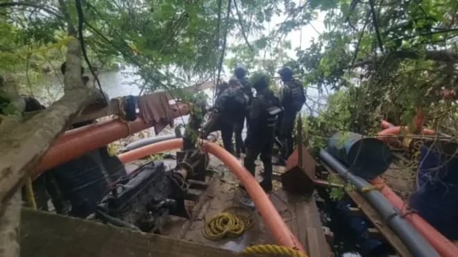 Imagen de la noticia: Golpe a la minería ilegal: FANB desmantela campamento en el embalse de Macagua